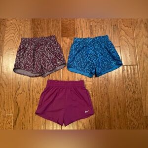 Lot of 3 NWT Nike dri-fit girls running shorts size medium